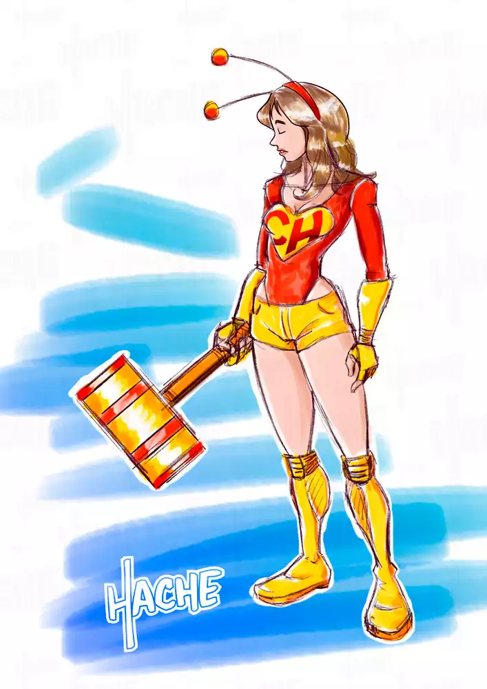 Ilustración «La Chapulina Héroe» de HacheComics