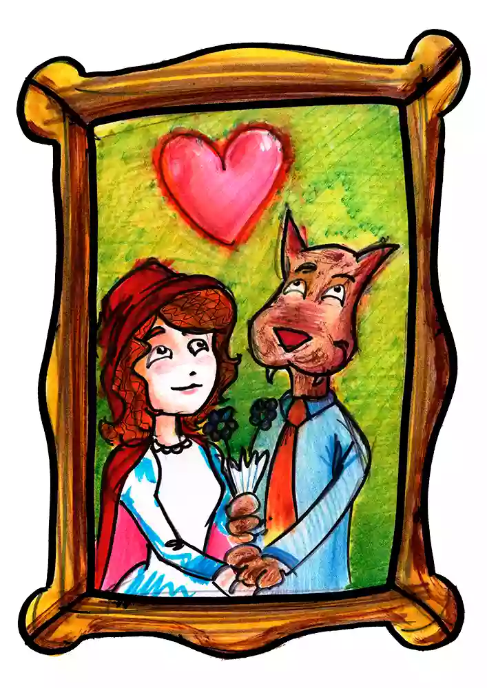 Ilustración «Caperucita y El Lobo» de HacheComics