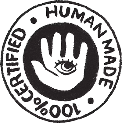 Logo que aboga por lo 100% hecho por humanos.