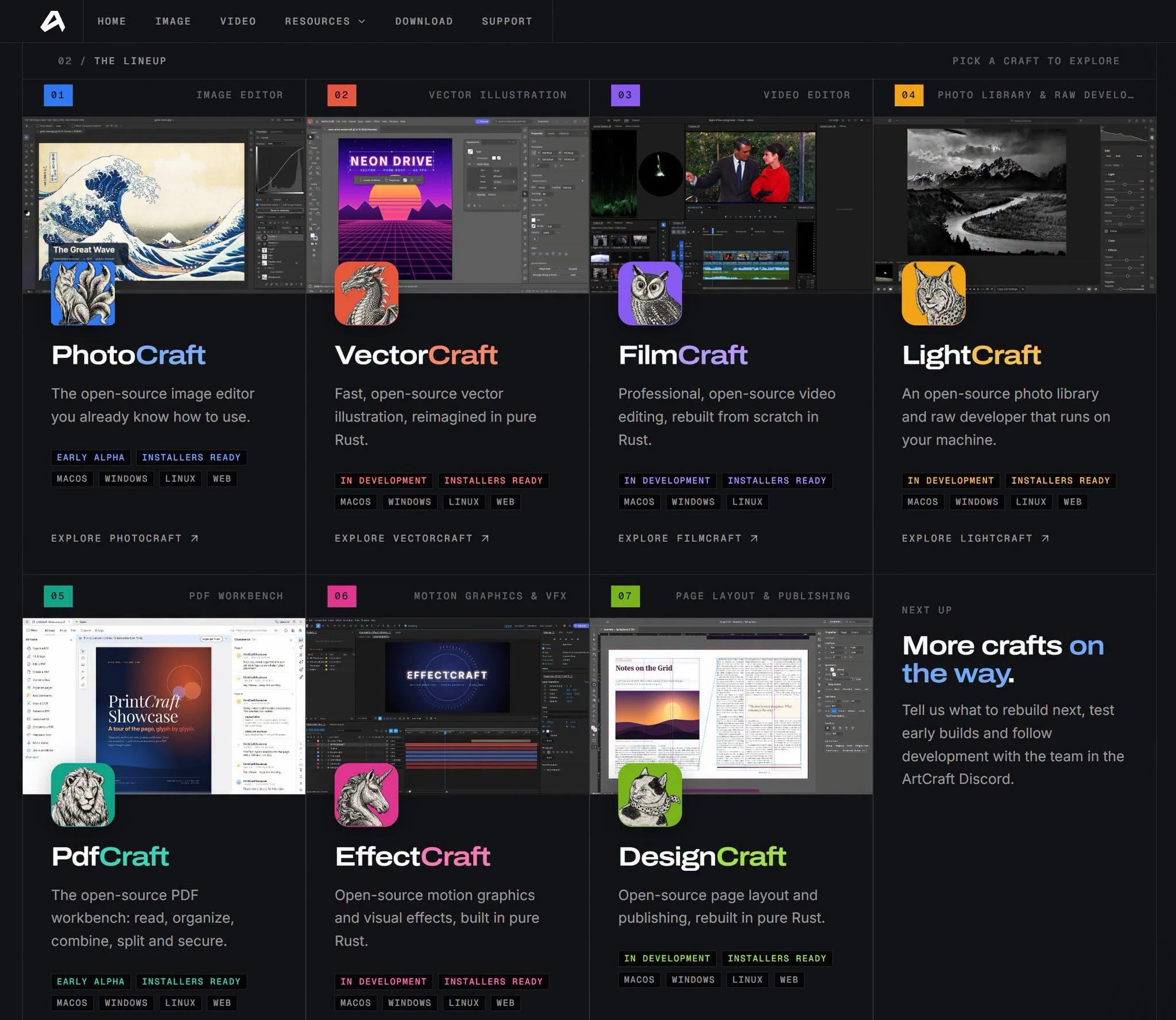Pantallazo con logos e imágenes de programas para descargar.
